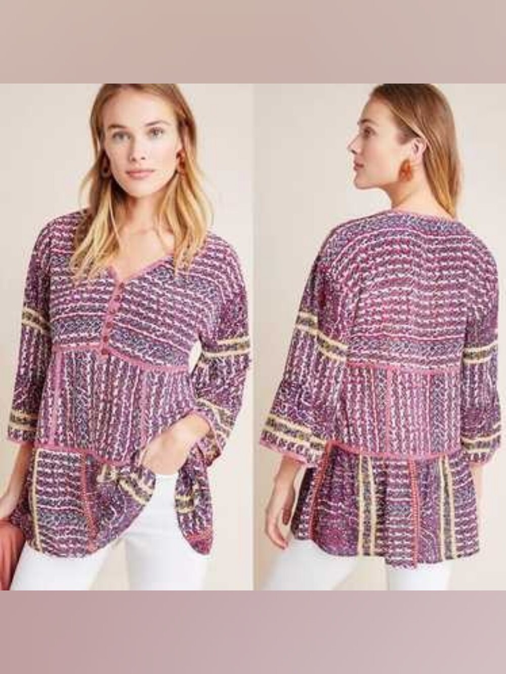 Anthropologie Maeve "Lilyana" Tiered Silk Blouse ** Size Medium